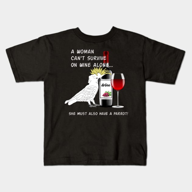 African Grey Parrot Wine Loving Drinking Kids T-Shirt by Einstein Parrot